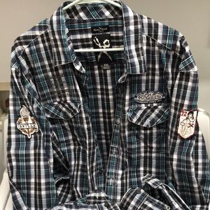 Marc Ecko XXL long sleeve plaid 100% cotton 🖤